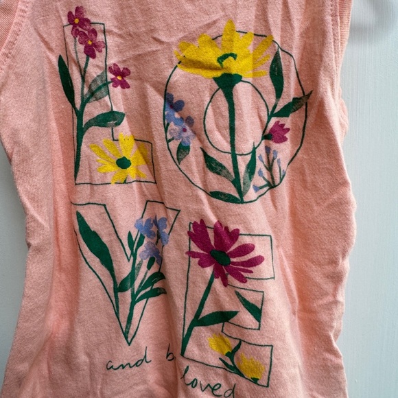 Old Navy 2T Girls Pink/Orange Floral Love Tank Top Shirt Blouse - Picture 2 of 5